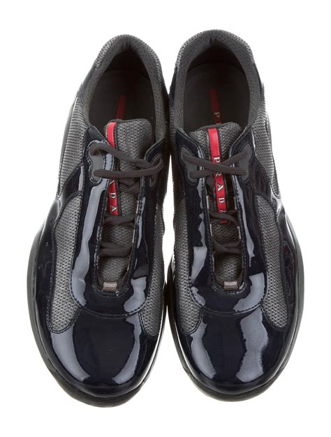 prada sneakers black patent calzature eather|prada sneakers sale men's.